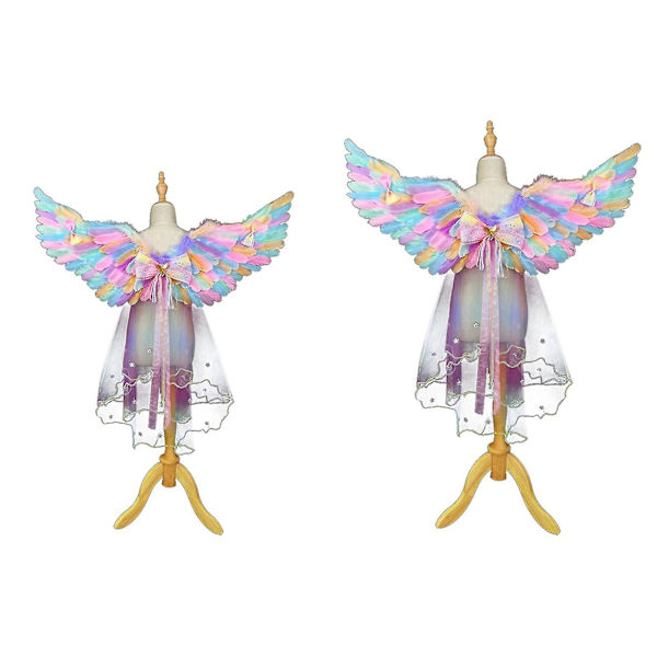 Lysende Engelvinger Haloer LED Lys Cosplay Kostume