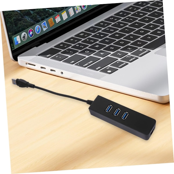 C Ethernet -sovitin Hubi 3-porttinen 3.0 Hubi 1000mbps Ethernetillä, helppokäyttöinen, musta