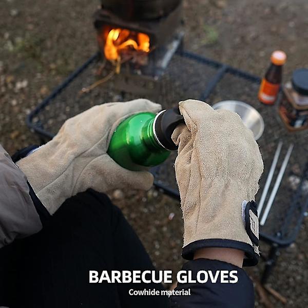 Camping Handsker Koelæder BBQ Handsker Varme/ildbestandige Vanter Udendørs Varme Handsker