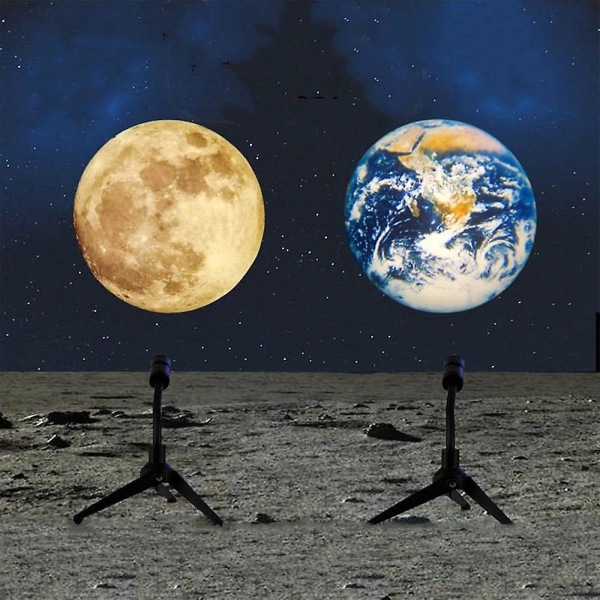 Månens Jord Projektorlys 2 i 1 Planet Lampe Roterbar