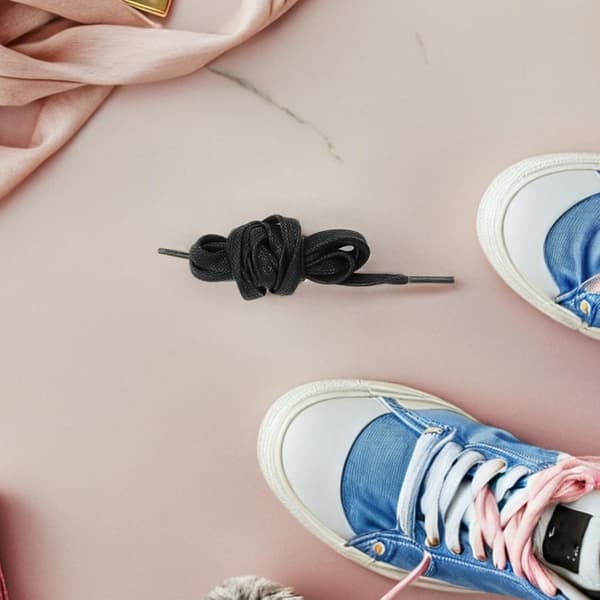 8 stk. sorte voksede bomuldssnørebånd flade erstatninger til sneakers brede snørebånd