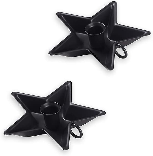 2 Pak Pentagram Dekorative Jernplade Lysestager, Rustik Lysestager