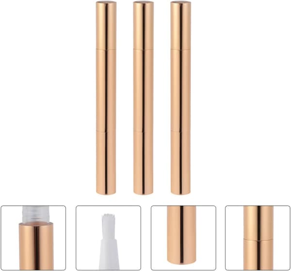 3 st 3 ml nagellacksflaskor tomma med läppglansrör, DIY nageloljepennbehållare i guld och silver