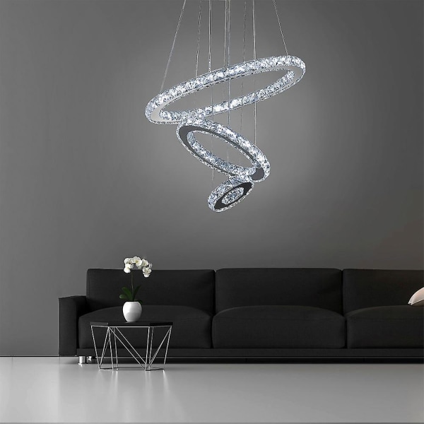 3 Rings LED Crystal Chandelier Pendant Round Ceiling Lights