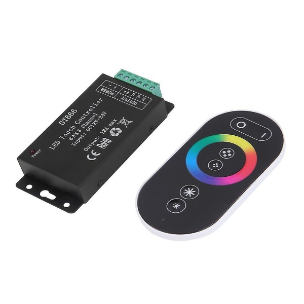 Beröringsstyrd Dimmer för RGB LED, DC12V-24V 18A, Trådlös RF