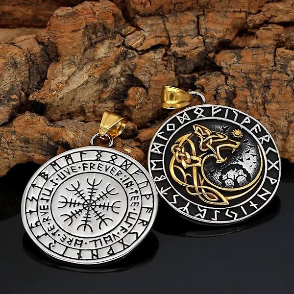 Viking Mænds Rustfrit Stål Fenrir Ulv Rune Halskæde Nordisk Amulett Smykker, 24