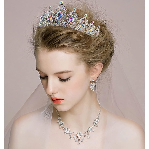 Ab Rhinestone Tiara Och Kronor För Kvinnor Crystal Queen Crown Födelsedagskrona För Flickor Bröllopskrona