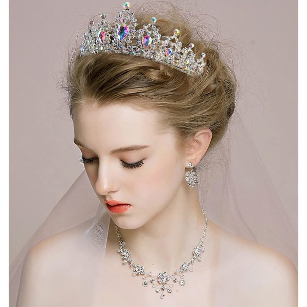 Ab Rhinestone Tiara og Kroner for Kvinner Krystall Dronningkrone Bursdagskrone for Jenter Bryllupskrone