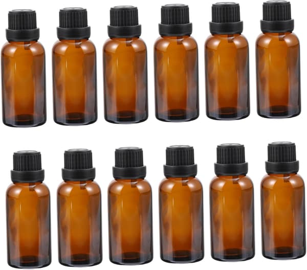 12 st 10 ml glasflaskor för eterisk olja och parfymlock och droppinsats