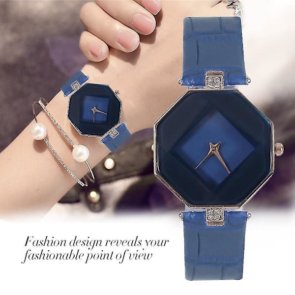 Koreanainen timanttimuotoinen PU-nahka Quartz-kello