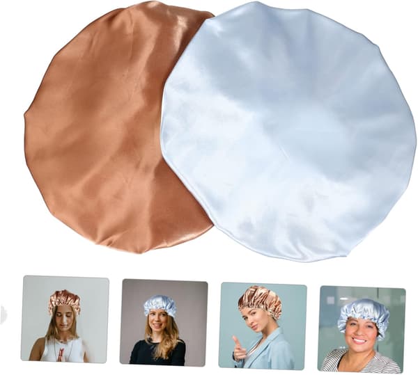 2 stk. Satin Sovehætte Elastisk Kvinder Sove Turban Hårhætte til Søvn Komfortabel Åndbar Hætte til Indendørs Brug