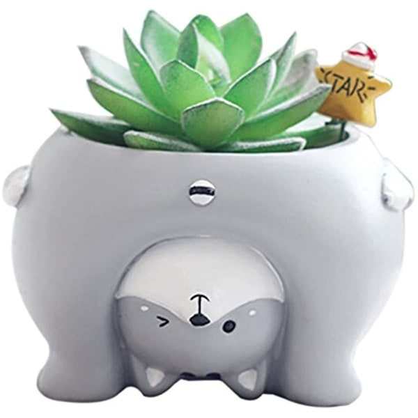 Cute Inverted Animal Cat Shaped Natural Resin Cactus Succulent Mini Plant Vase Flower