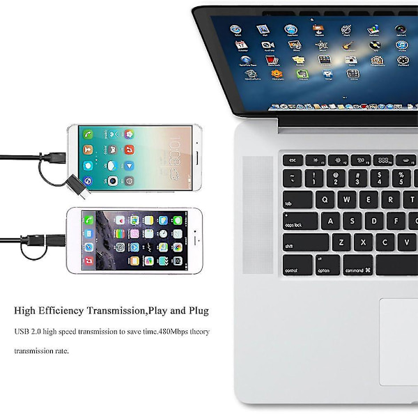Vention 2-in-1 Micro USB 2.0 Datakaapeli iPhone ja Androidille