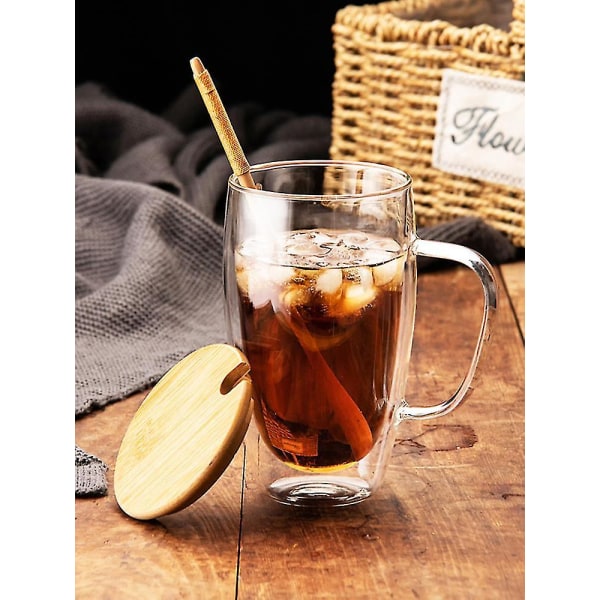 2 stk Dobbelveggede Isolerte Espresso-Glasskrus 350ml med Lopp