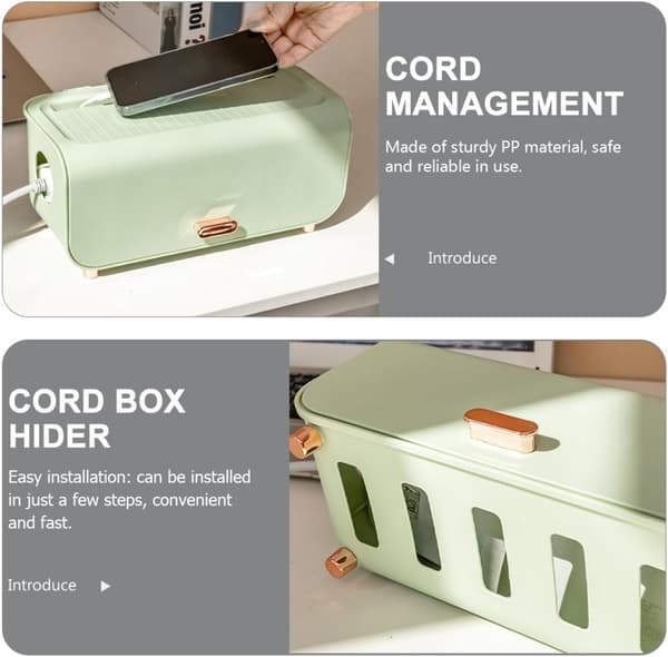 Bordledning Organizer Kabelhåndteringsboks Stor Kapasitet Oppbevaring PP Materiale Moderne