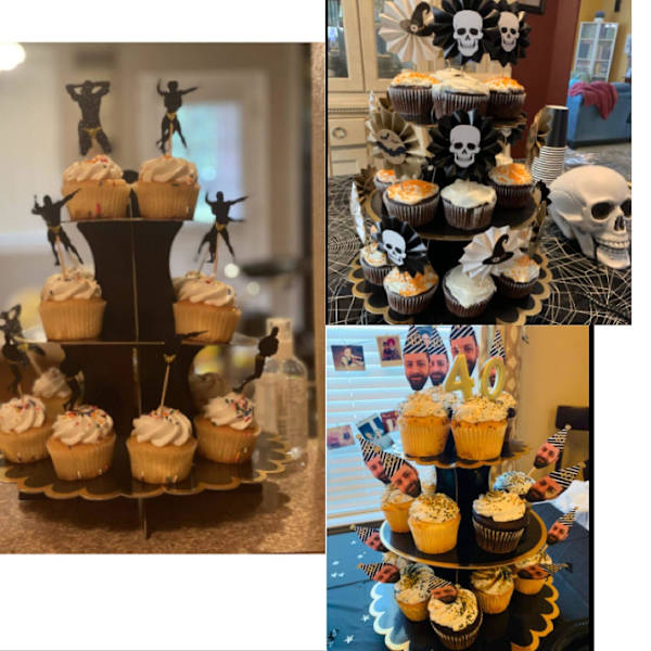 1-delad 3-vånings rund tårtställning i kartong för 24 cupcakes, perfekt för bröllopsdusch, födelsedagsfesttillbehör (rosa)