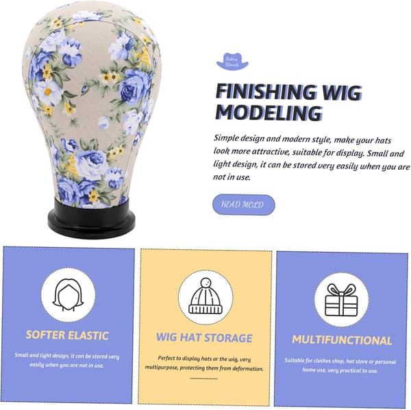 Parykkhodeform i lerret for salong, tøyinnpakning, hattutstilling for styling