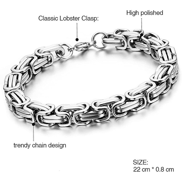 Byzantinsk Kædearmbånd Mænd Rustfrit Stål Biker Armbånd, Rektangulære Armbånd Gave