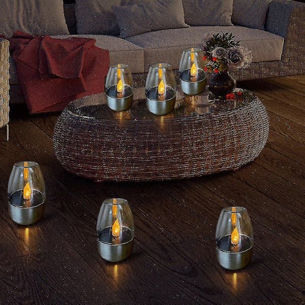 5 stk Solcellelys Udendørs Led Lys Stearinlys Lampe Solcelle Led Lys Udendørs Have Dekoration Fe Lys