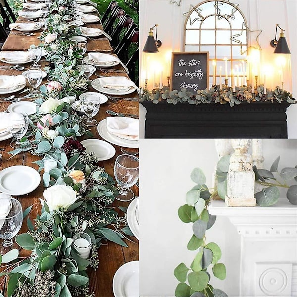 2m Kunstig Mørkegrøn Eucalyptus Garlandstreng Blade Vine