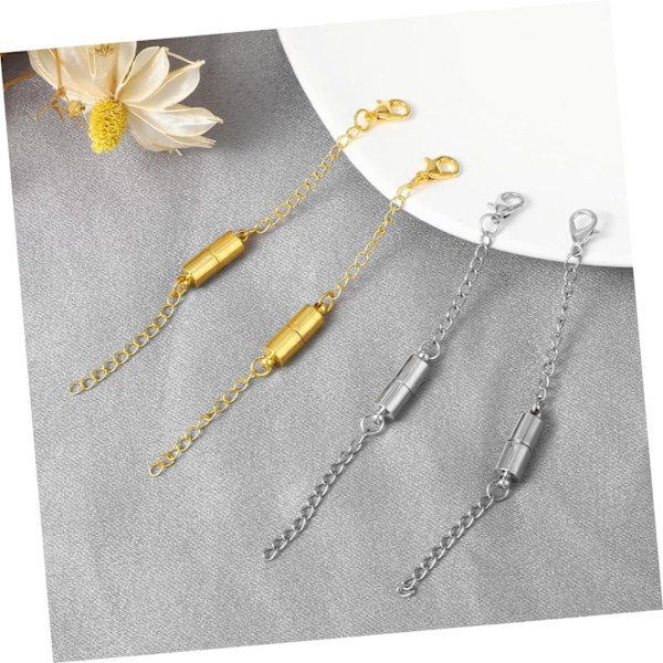Smyckesförlängare för halsband, par av långa kedjeförlängare, klassiskt hummerlås
