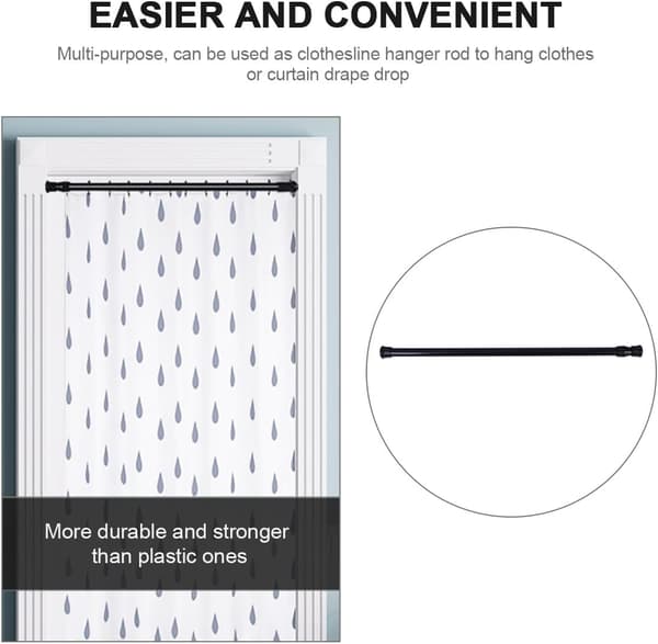 2 st infällbara spännstänger Duschdraperistänger Teleskopisk design Högkolstål