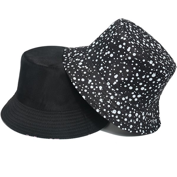 Dobbeltsidig Baskethue Polka-dot Love Fiskerhat Solbeskyttelse Gave Til Par A