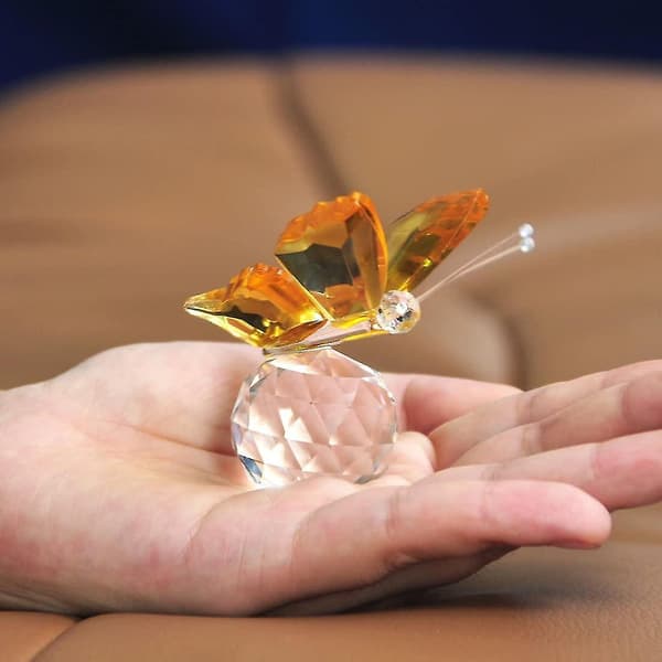 Krystal Flyvende Sommerfugl Med Glaskuglebase Figur Samling Ornament Statue Dyr