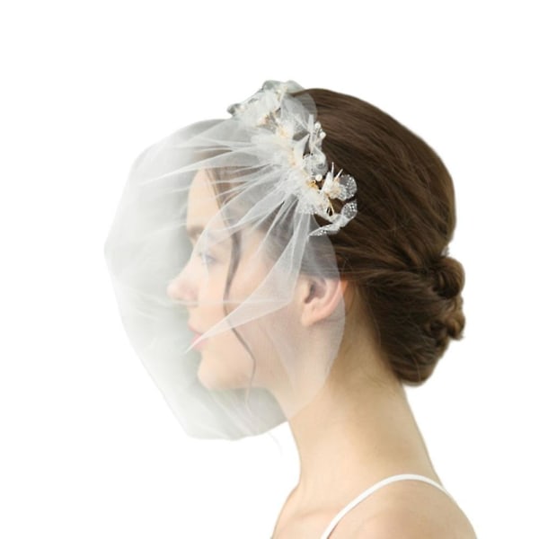 1 stk brudeslør mykt garn bryllup Håndlaget romantisk hodeplagg slør hårtilbehør