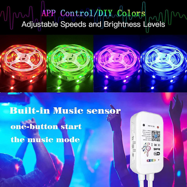 LED-nauhavalot RGB 5050 Bluetooth Wifi -ohjauksella Joustava nauha TV:n taustavalaistukseen Huoneen ja juhlien koristeluun Bare board 5M