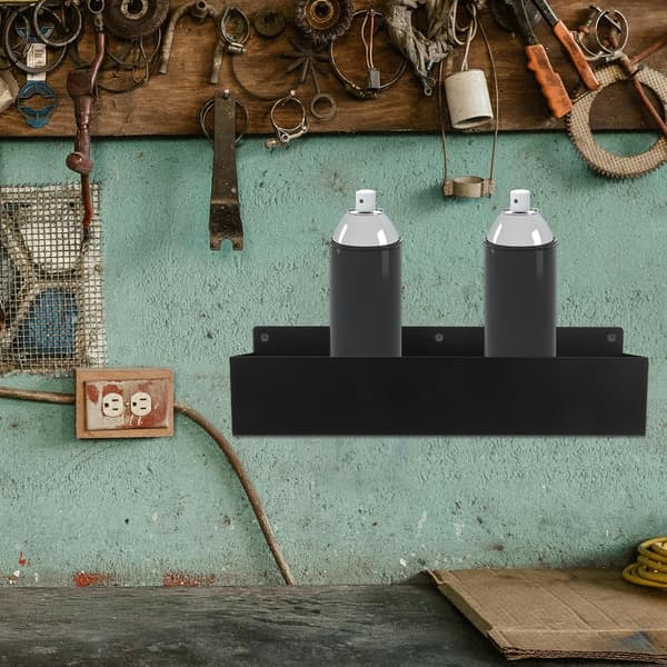 Spraydåseholder Multifunktionelt Design Jern Vægmonteret Stativ Sort Slank Stilfuld Organizer