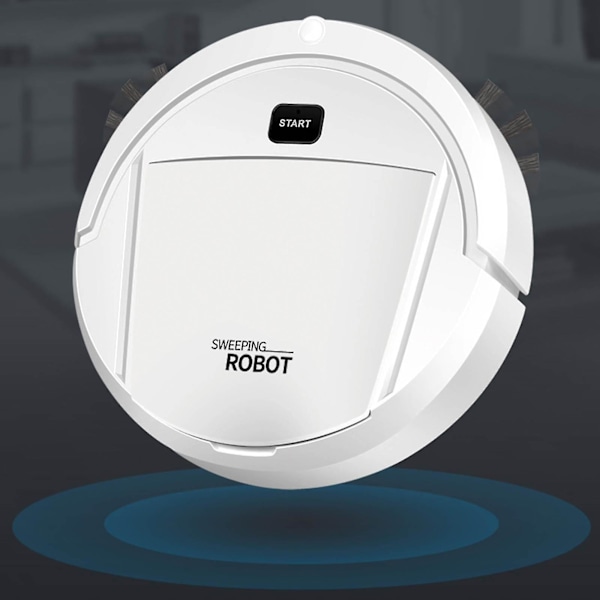 Robotdammsugare, svepande robot, ultratunn tyst, rengör hårda golv till medelhöga mattor, integrerat minne flera rengöringslägen dammsugare bästa fläkt White