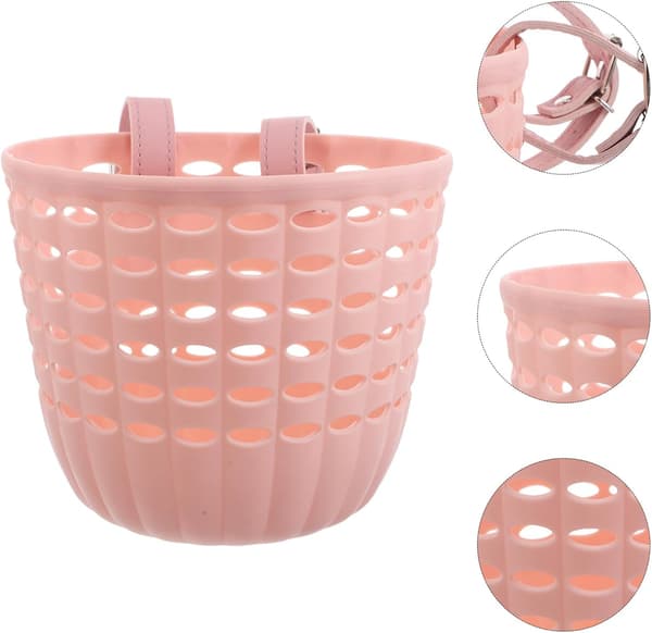 2 st cykelkorgar fram för styre bärbar rosa plastcykelkorg
