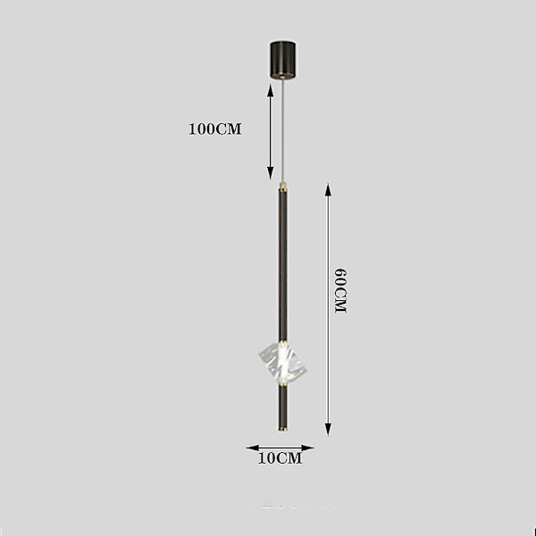 20 cm LED-riipusvalaisin, yksinkertainen muotoilu, kristalli, kupari, messinki, skandinaavinen