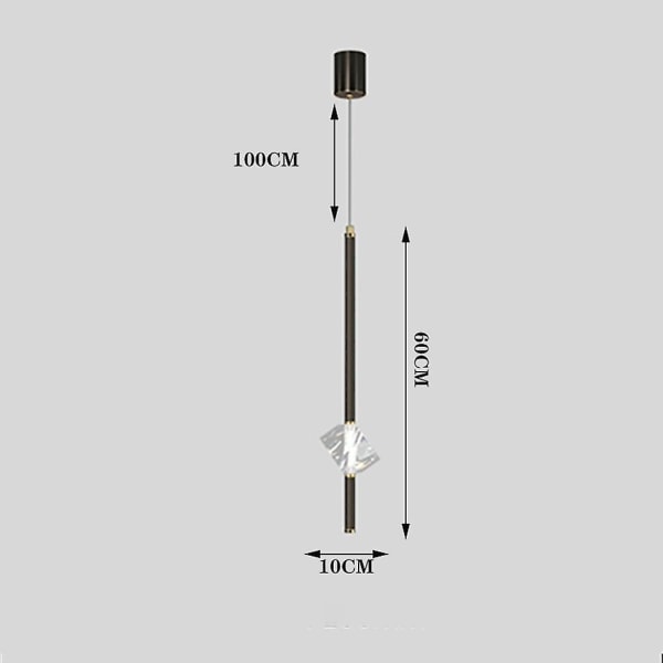 20cm LED-pendellampe, enkelt design, krystall, kobber, messing, nordisk