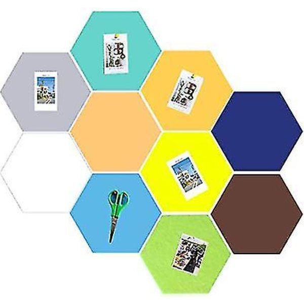 Pinboard Adhesive Filt 10 stk. Flerfarvede Sekskantede Fliser