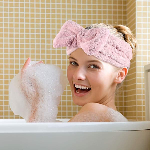 Buebånd Elastisk Koralsoft Makeuprenser Brusehovedbånd Damer Piger 3 Styk (Blå Rosa Hvid)