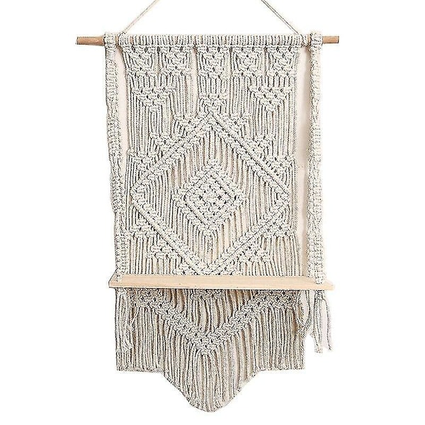 Väggmonterad växt hylla i macramé, 65x50cm, boho-stil