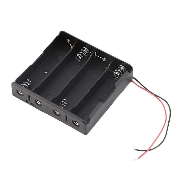 Batterilagringsboks i plast for 4 x 18650 batterier med 6 ledninger