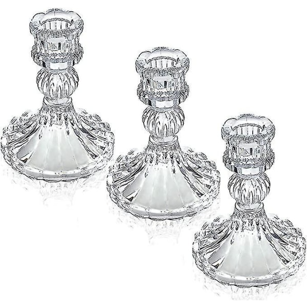 Glass Candle Holder Taper Candlestick Set Of 3 Formal Events