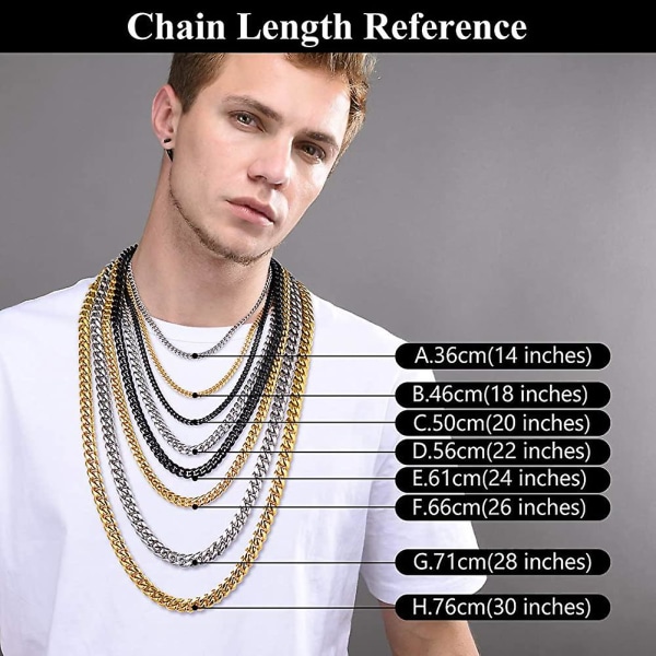 Halsband med Curb-kedja för män och kvinnor, klassiskt kubanskt halsband i 3 mm/6 mm/9 mm/12 mm
