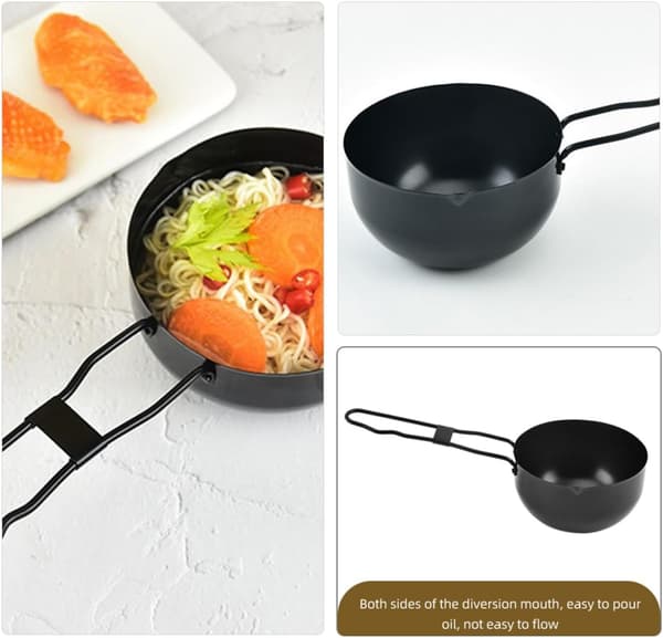 Mini jerngryte 11,7 cm dyp støpejernskjele med håndtak, multifunksjonell suppegryte
