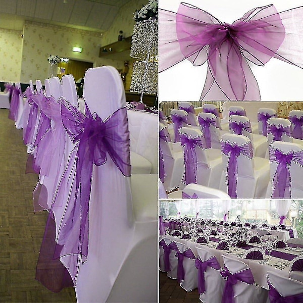 Sash Bågar Bordlöpare Bar Båge Stolsband För Bröllop Fest Födelsedagsevenemang Vit dark purple