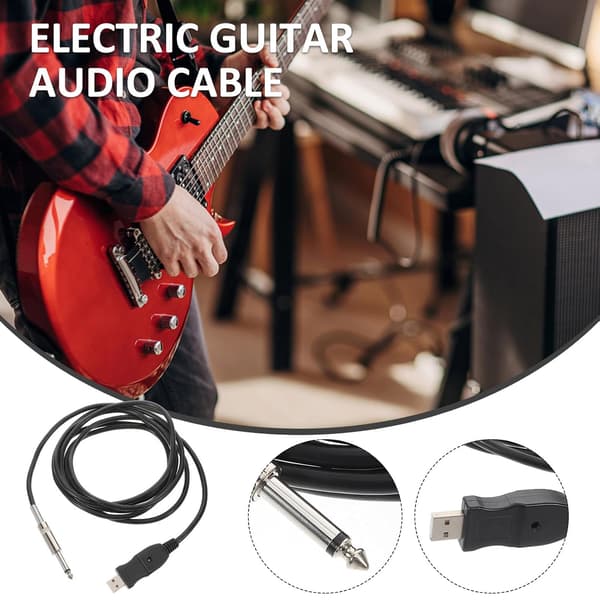 3-meters USB Gitarr Bas till USB Länkkabel Elgitarr Omvandlarkabel Koppar PVC Material