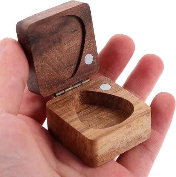 Gitarrplektrumfodral i trä Multifunktionell träförvaringsorganisatör för gitarrister och ukuleleentusiaster
