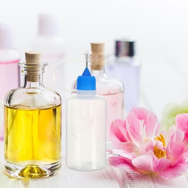 10st 50ml Tomma Klämflaskor Blå Kapsyler, Mini Lim- och Oljeapplikatorflaskor Precisionsspets