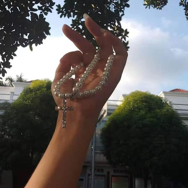 Halsband för Män, vitt Halsband för Kvinnor, runt Choker Halsband, pärl Smycken för Män