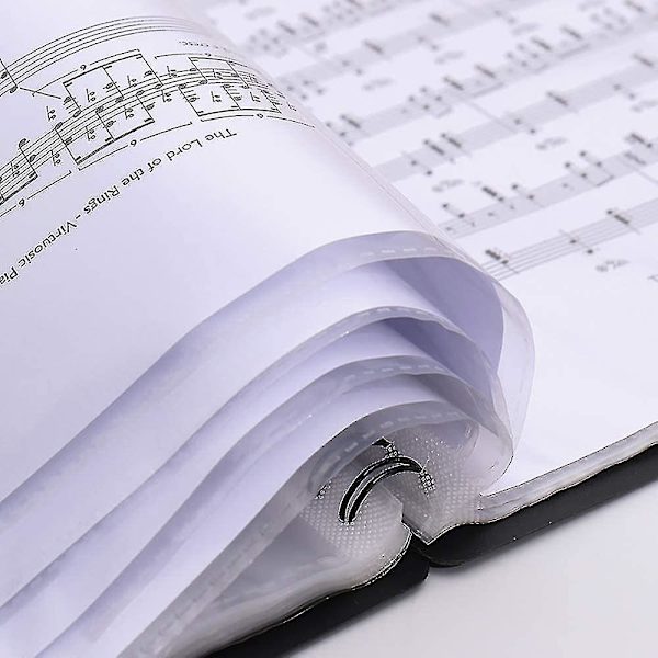 30 Lommer A4 Nodestativmappe Mappe Til Musikere, Indexmapper Lavet Af Plastik, Dobbelt-