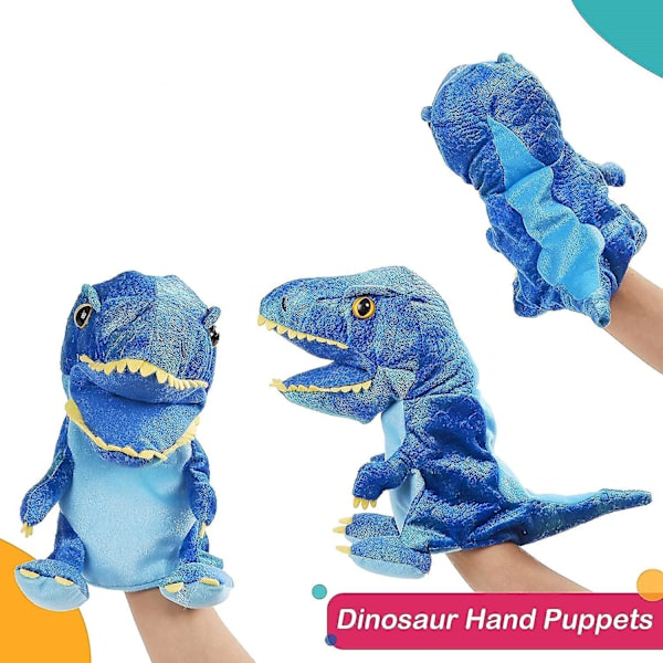 Plush-dinosaurin käsiukkeli liikkuvalla suulla mielikuvitukselliseen leikkiin - Täytetty lelu