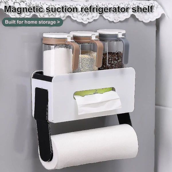 1 stk Magnetisk Køleskab Organizer Med Papirhåndklæde Holder Box